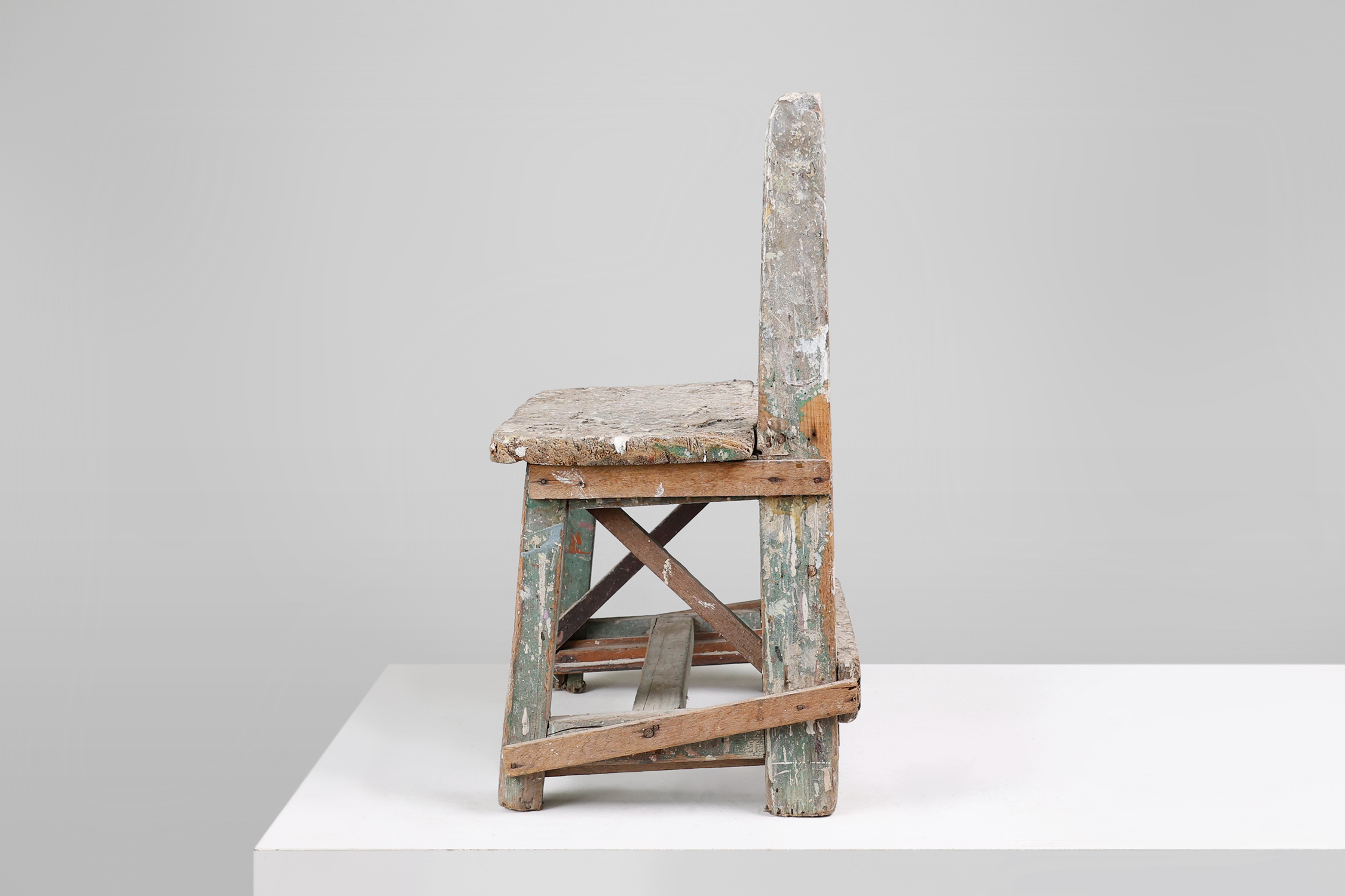 Rustic industrial stool with beautiful patina, France ca. 1900thumbnail